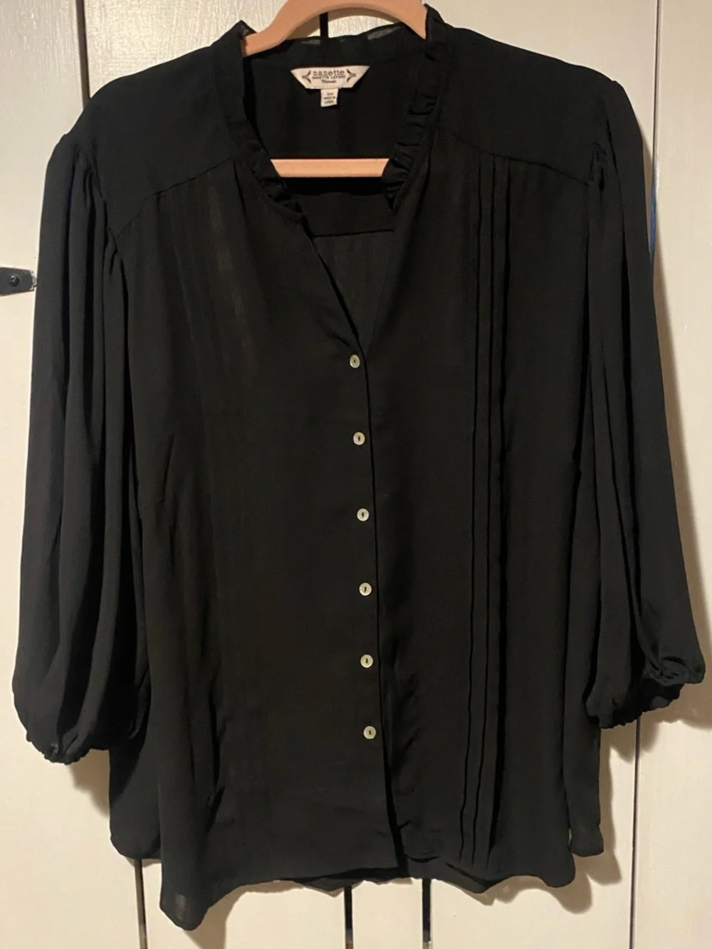 Nanette Lepore Black Button-Front Blouse - Picture 4 of 8